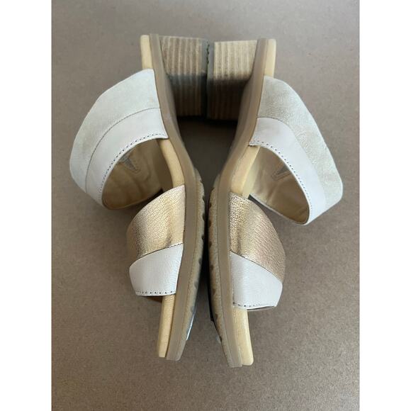 NWT Dansko Theresa Gold/Tan Leather Multi-Strap Slip-On Block Heel Sandal 9.5-10 - Picture 6 of 11